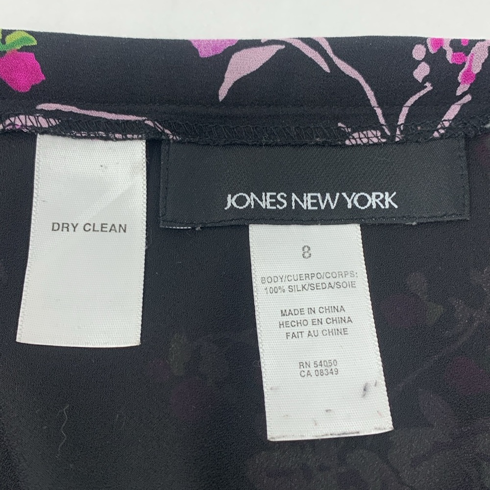 Jones New York 100% Silk Floral Maxi Skirt Black Pink  Size 8 Cottagecore - Picture 5 of 6